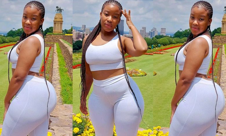  South African Beautiful lady Flaunts Curvy shape in Skintight White Outfit(Video) 