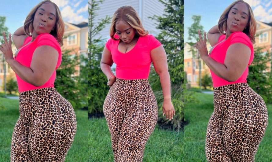 “The Beauty Of the Giants”-Nigerian Ebony lady showcase her outfit with her endowing blessed fig(Video)
