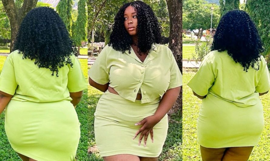 Stunning Nigerian Ebony Girl Stuns Fans with Irresistible Curves in Lemon Green Outfit.(VIdeo)