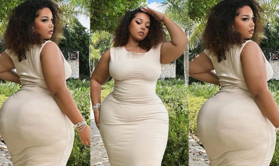 Stunning Lady Flaunts her Massive figur-8 in Skintight Cream Gown, Video Gains traffic(Watch)