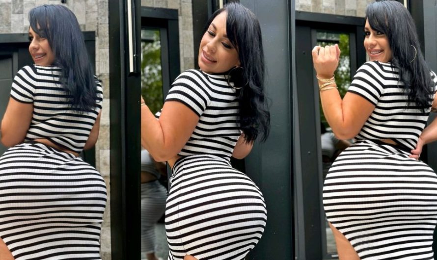 Spanish Siren Mesmerizes Fans in Striking Striped Gown, Flaunting Stunning Curves(Video)